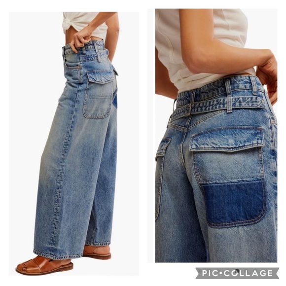 FREE PEOPLE WE THE FREE Waterfalls Baggy Wide Leg Jeans, 25 S - Picture 15 of 15